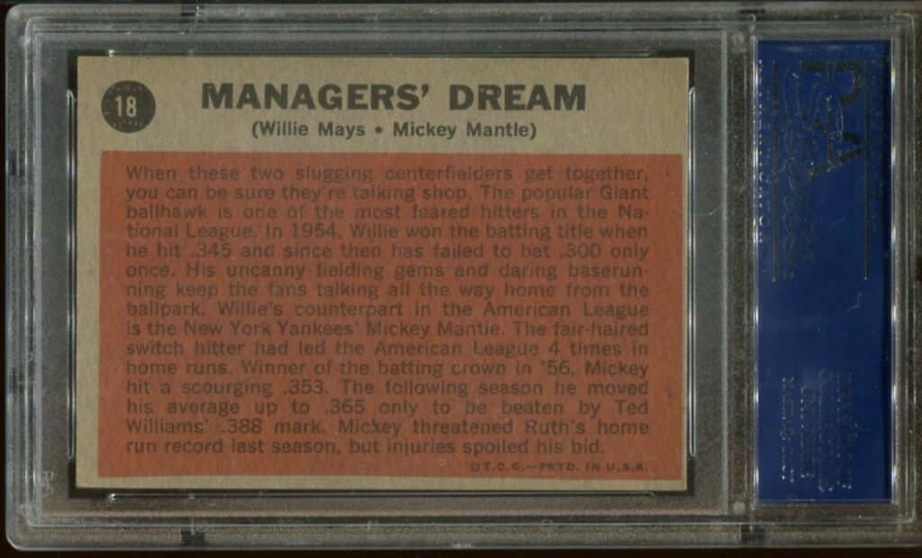 Topps Manager S Dream Mickey Mantle Willie Mays Psa Hof