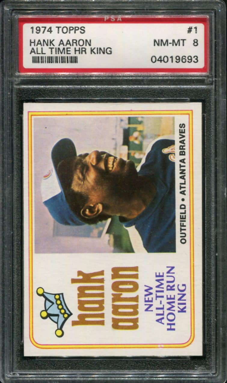 1974 Topps 1 Hank Aaron All Time HR King PSA 8 HOF 04019693 All