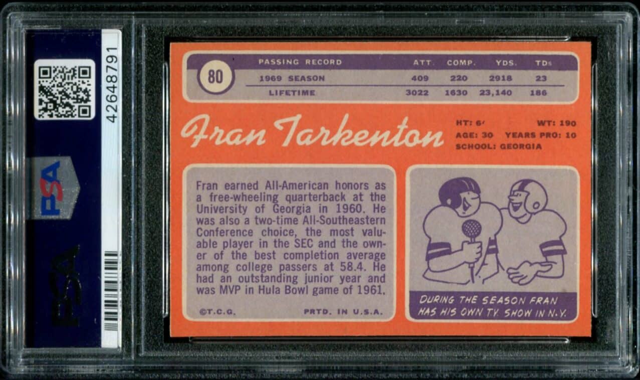 Topps Fran Tarkenton Psa Hof All Star Cards Inc