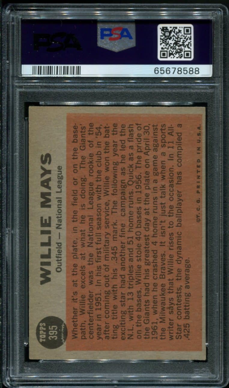 1962 Topps All Star 395 Willie Mays PSA 6 HOF 65678588 All Star