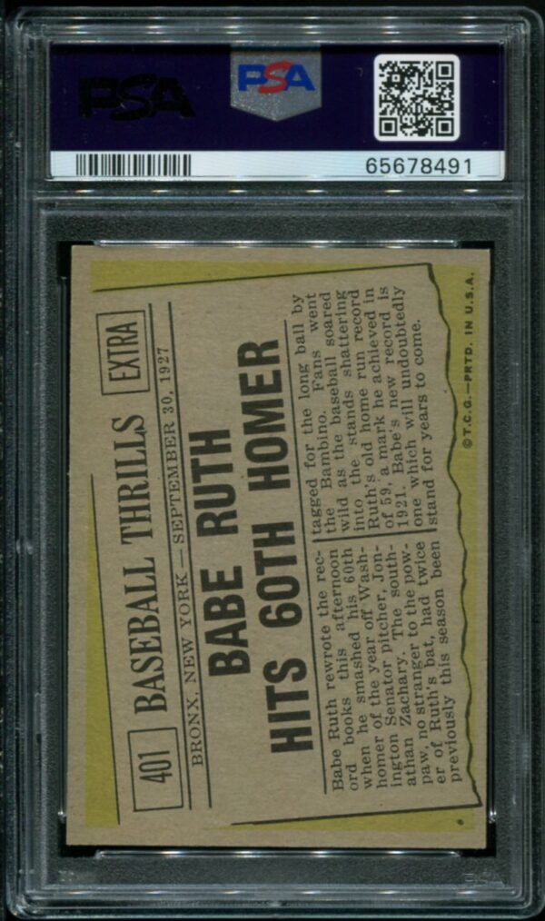 Topps Babe Ruth Hits Th Homer Psa Hof All