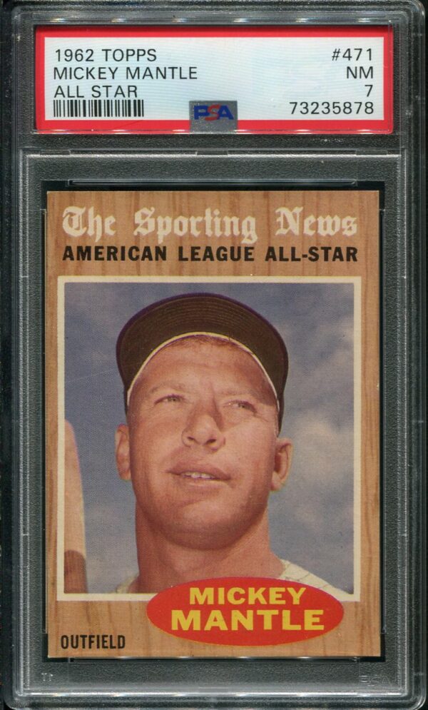 1962 Topps 471 Mickey Mantle All Star PSA 7 HOF 73235878 All Star