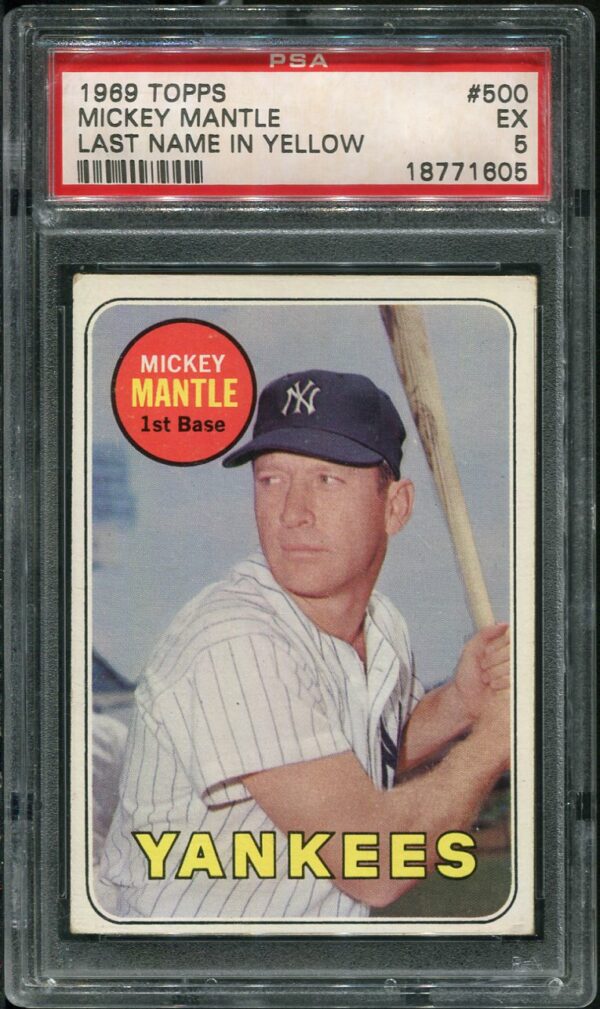 Topps Mickey Mantle Last Name In Yellow Psa Hof