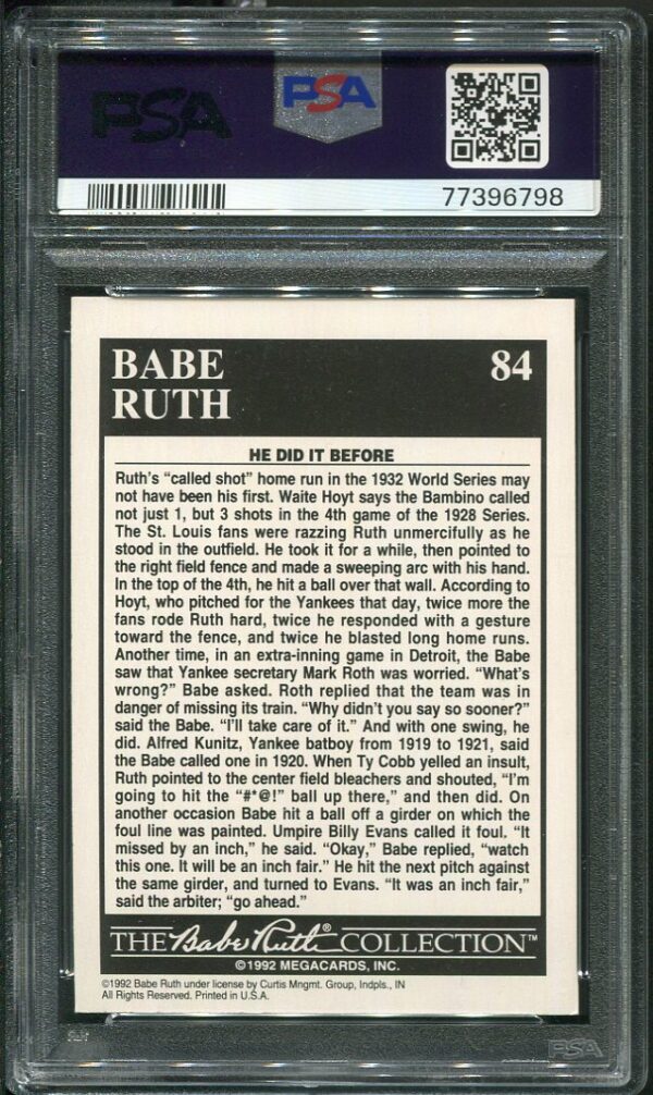 Megacards Babe Ruth Early Called Shots By The Bam Psa