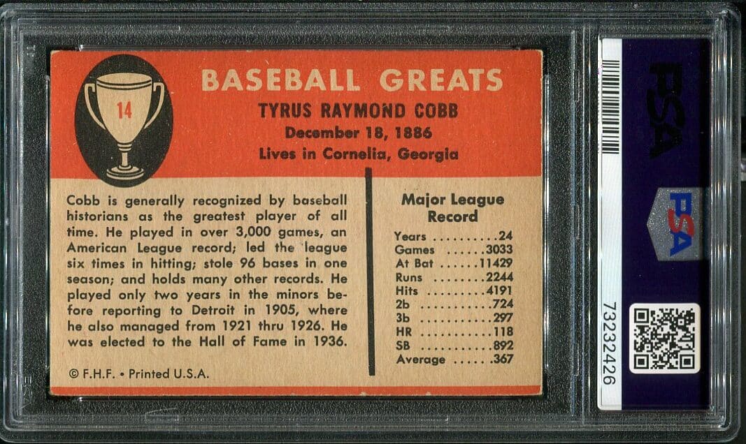 1961 Fleer 14 Ty Cobb PSA 3 HOF 73232426 All Star Cards Inc