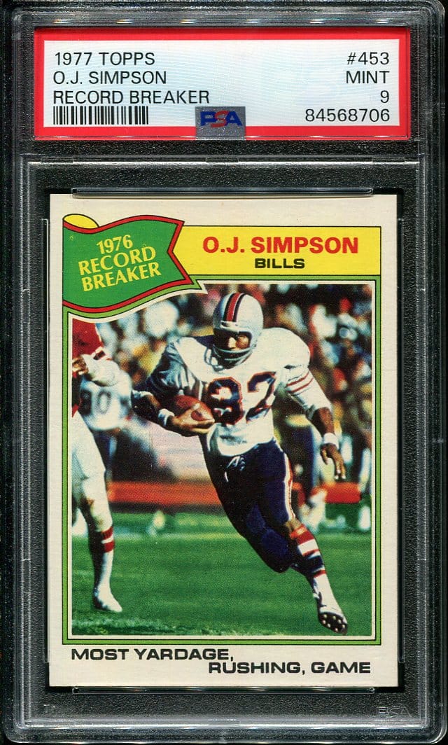 Topps Oj Simpson Record Breaker Psa All Star