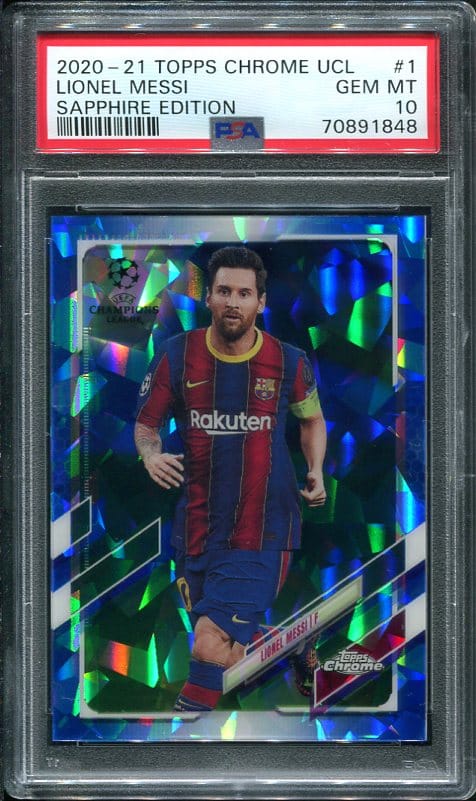 Nice Topps Chrome Ucl Lionel Messi Sapphire Edition Psa