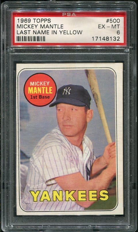 Topps Mickey Mantle Last Name In Yellow Psa Hof