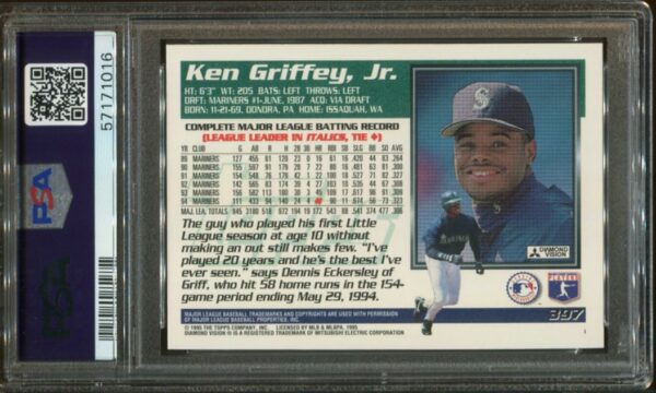 1995 Topps #397 Ken Griffey, Jr. PSA 9 HOF (57171016) - Image 3