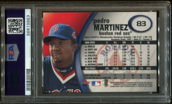 2001 Fleer E-X #83 Pedro Martinez PSA 9 HOF (56819963) - Image 3