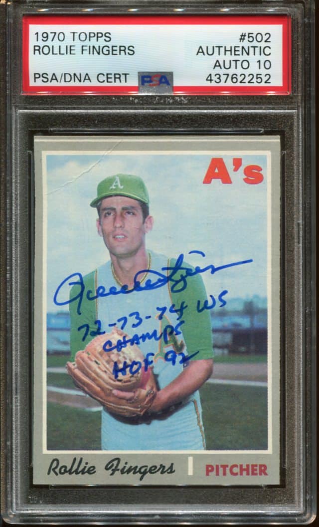 Rollie Fingers Signed Autograph Baseball Card High Grade