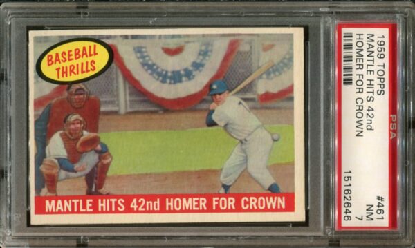 1959 Topps #461 Mickey Mantle Hits 42nd Homer PSA 7 (15162646) - Image 3