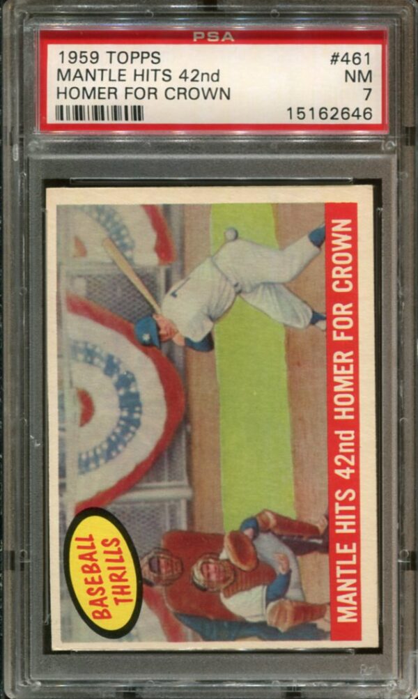 1959 Topps #461 Mickey Mantle Hits 42nd Homer PSA 7 (15162646)