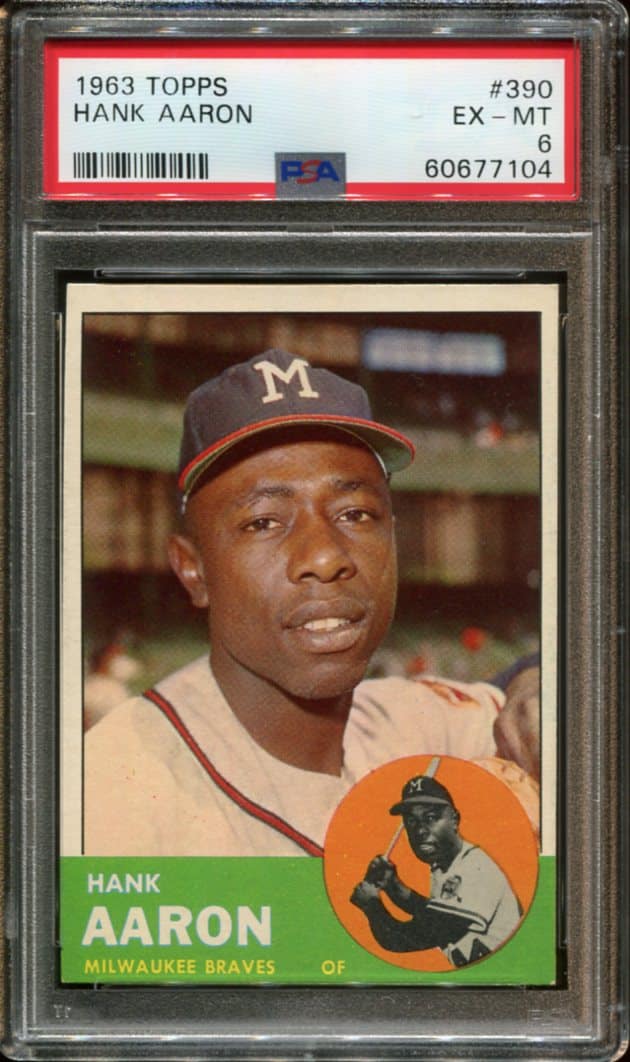 1963 Topps #390 Hank Aaron Milwaukee Braves All Star Baseball