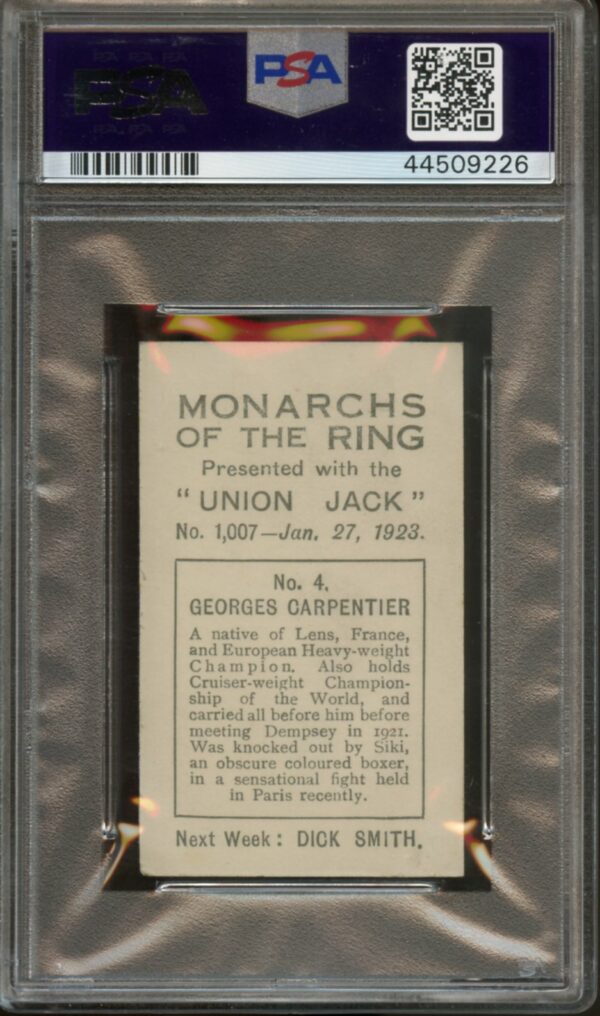 1923 Union Jack Georges Carpentier Monarchs of the Ring #4  PSA 5  (44509226) - Image 2