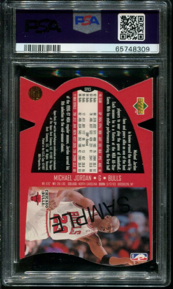 1997 SPx #5 Michael Jordan Die-Cut Sample PSA 9 HOF (65748309) - Image 2