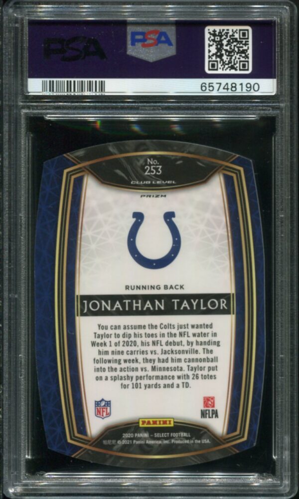 2020 Panini Select #253 Jonathan Taylor Die-Cut Tri-Color Prizm RC PSA 9 (65748190) - Image 2