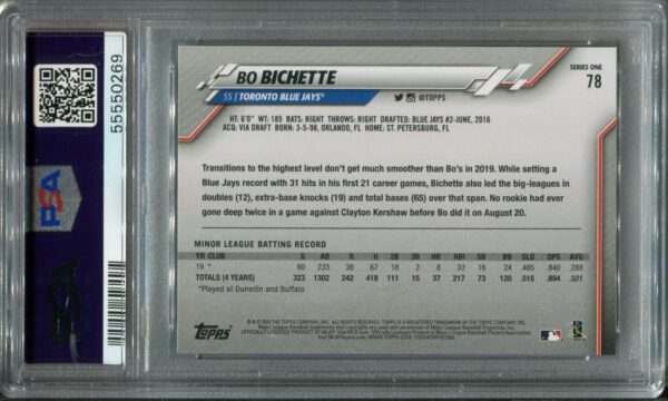 2020 Topps #78 Bo Bichette Rookie PSA 10 - WEBSITE EXCLUSIVE PRICE - Image 3