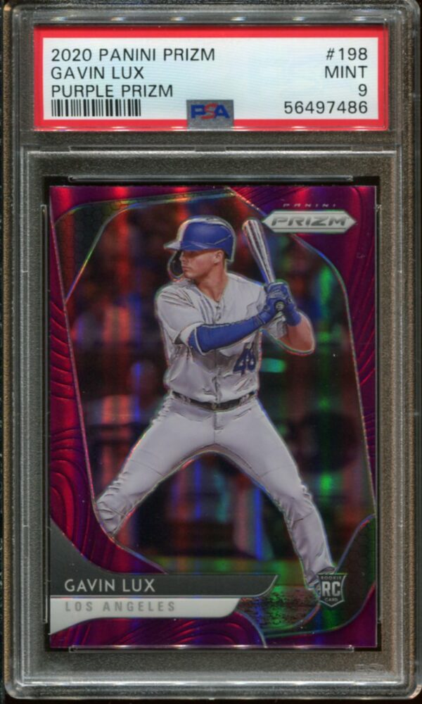 2020 Panini Prizm #198 Gavin Lux RC Purple Prizm PSA 9 (56497486)