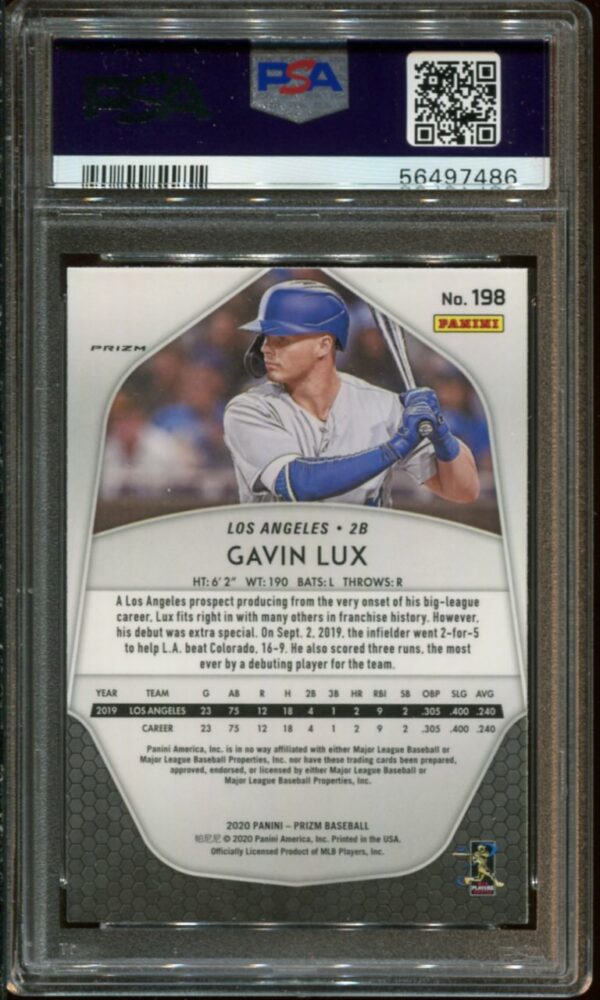 2020 Panini Prizm #198 Gavin Lux RC Purple Prizm PSA 9 (56497486) - Image 2