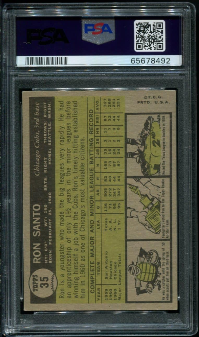 1961 Topps Baseball #35 Ron Santo Rookie Card