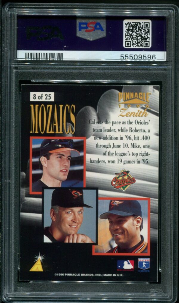 1996 Zenith Mosaics #8 Cal Ripken, Jr., Mike Mussina, Roberto Alomar PSA 9 HOF (55509596) - Image 2