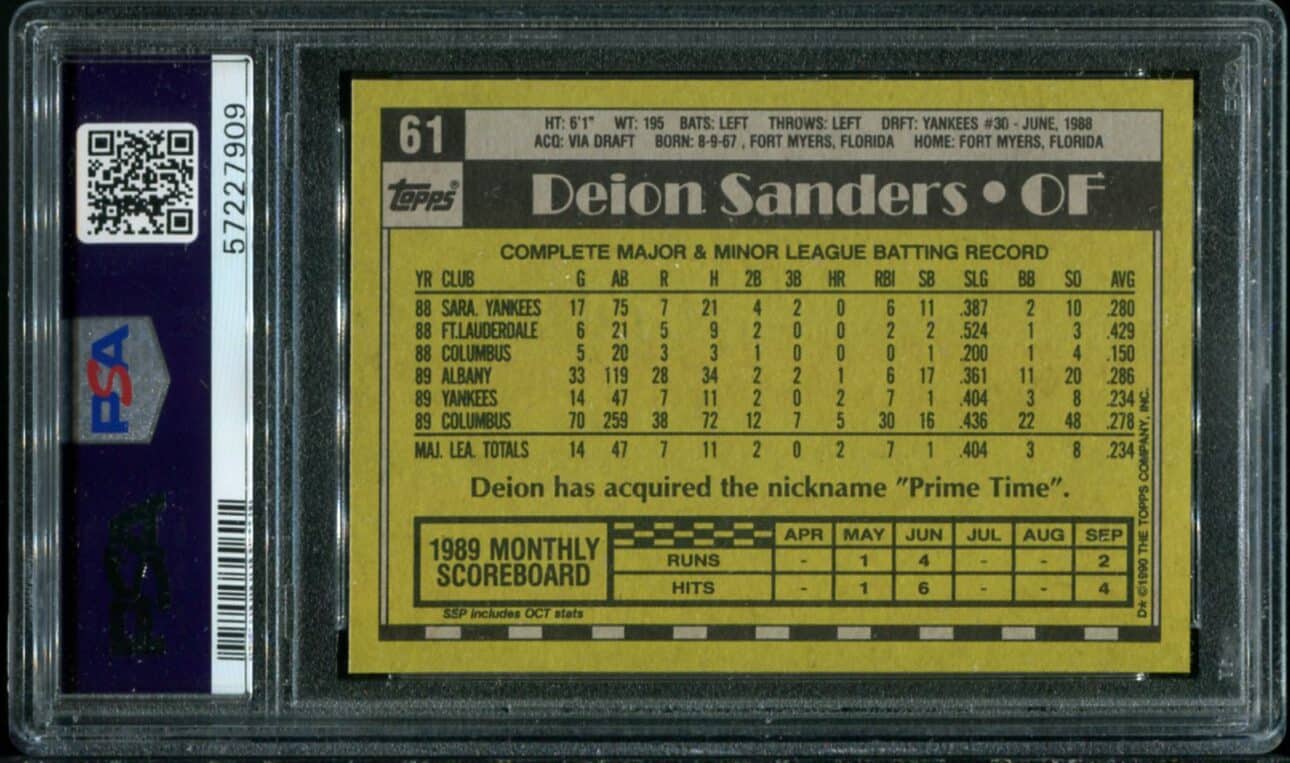 1990 Topps Deion Sanders Rookie Card #61