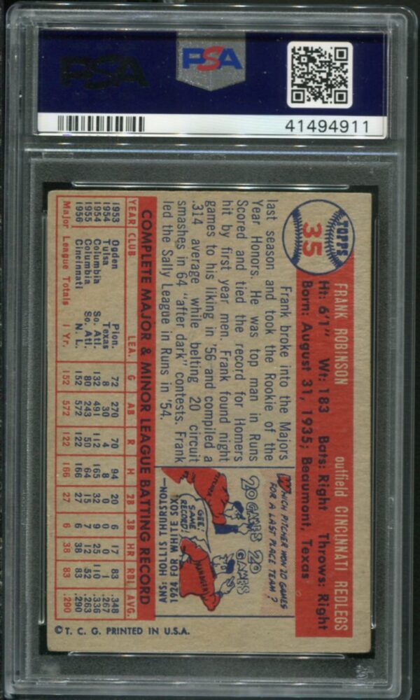 1957 Topps #35 Frank Robinson Rc Psa 4 Hof (41494911) - All Star Cards Inc