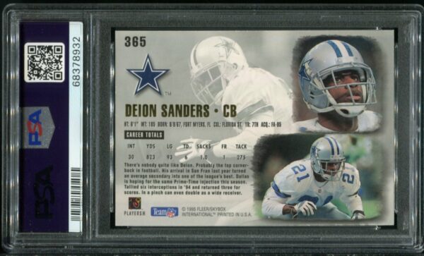 1995 Fleer Ultra #365 Deion Sanders Gold Medallion PSA 9 HOF (68378932) - Image 3