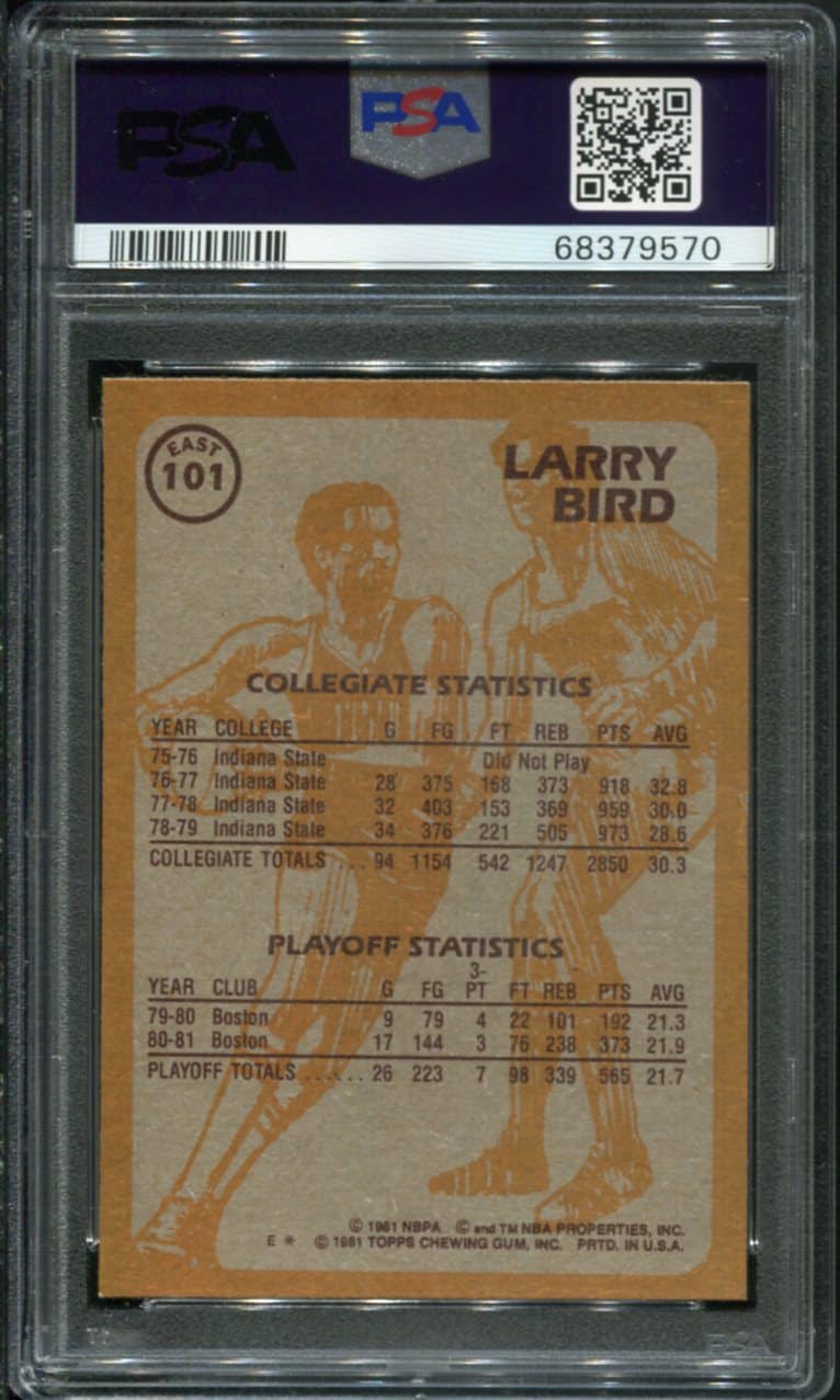 1981 Topps #101 Larry Bird PSA 7 HOF (68379570) - All Star Cards Inc