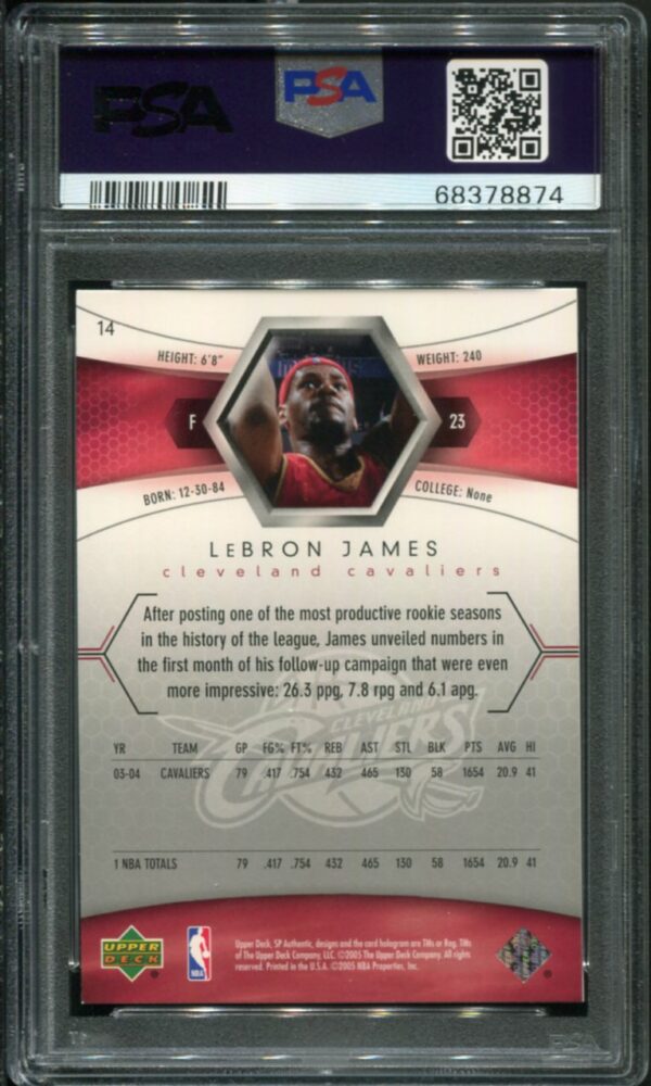 2004 SP Authentic #14 LeBron James PSA 9 (68378874) - Image 2