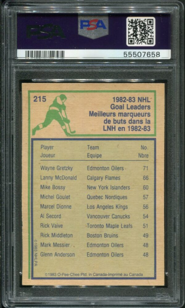 1983 O-Pee-Chee #215 Wayne Gretzky PSA 7 HOF (55507658) - Image 2