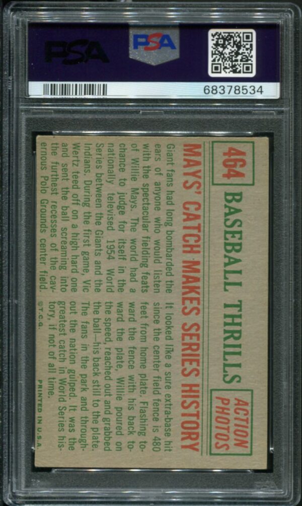 1959 Topps #464 Willie Mays PSA 4 HOF (68378534) - Image 2