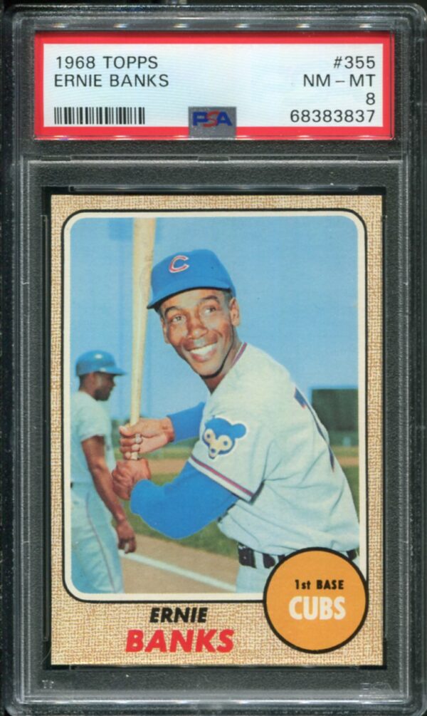 1968 Topps #355 Ernie Banks Chicago Cubs Baseball Card Psa 7 Nm