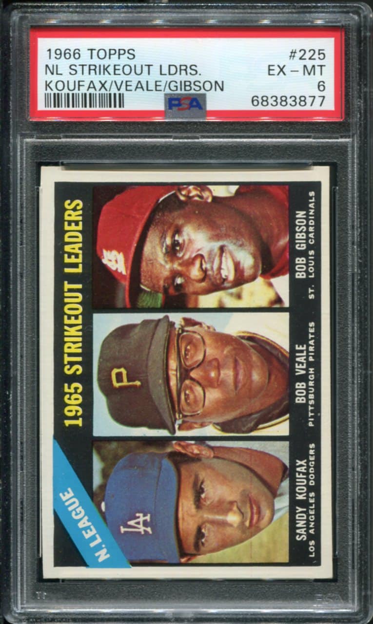 1966 Topps 225 NL Strikeout Leaders (Sandy Koufax/Bob Gibson) PSA 6