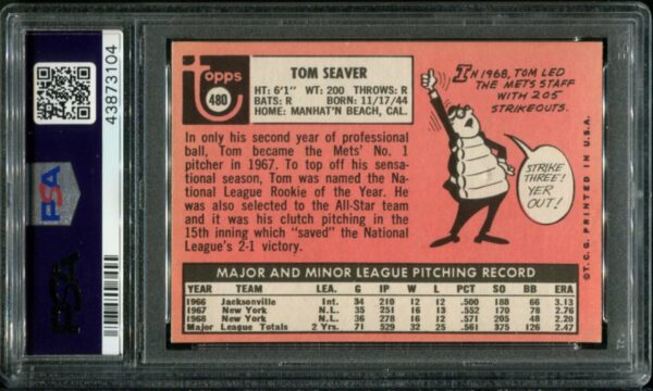 1969 Topps #480 Tom Seaver PSA 6 HOF (43873104) - Image 3