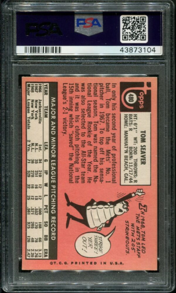 1969 Topps #480 Tom Seaver PSA 6 HOF (43873104) - Image 2