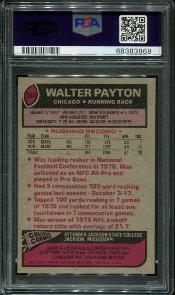 1977 Topps #360 Walter Payton All-Pro PSA 6 HOF (68383868) - All Star ...