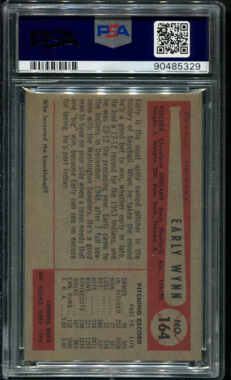 1954 Bowman #164 Early Wynn Psa 9 Hof (90485329) - All Star Cards Inc