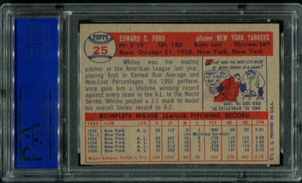 1957 Topps #25 Whitey Ford PSA 6 HOF (31607278) - Image 3