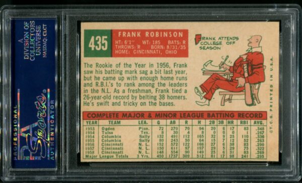 1959 Topps #435 Frank Robinson PSA 6 HOF (22216916) - Image 3