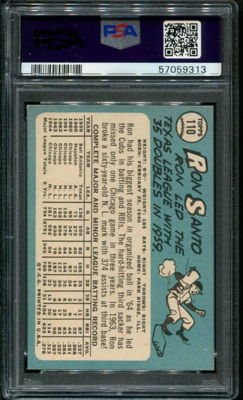 1965 Topps #110 Ron Santo PSA 6 HOF (57059313) - All Star Cards Inc