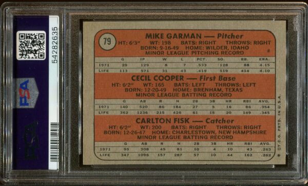 1972 Topps #79 Carlton Fisk RC PSA 7 HOF (54282635) - Image 4