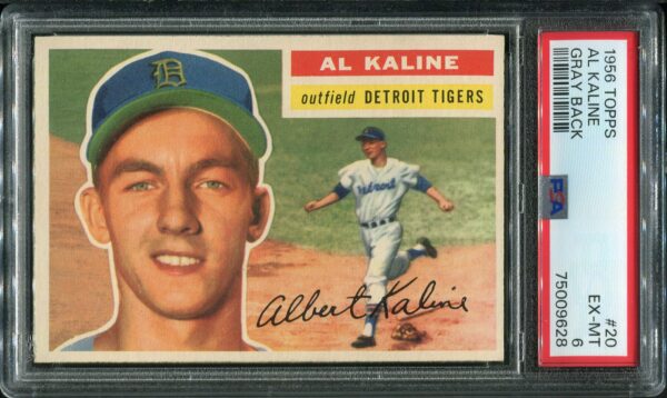 1956 Topps #20 Al Kaline Gray Back PSA 6 HOF (75009628) - Image 3