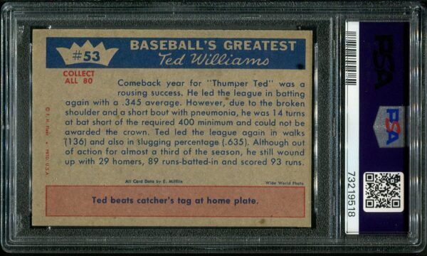 1959 Fleer Ted Williams #53 PSA 6 Baseball Card