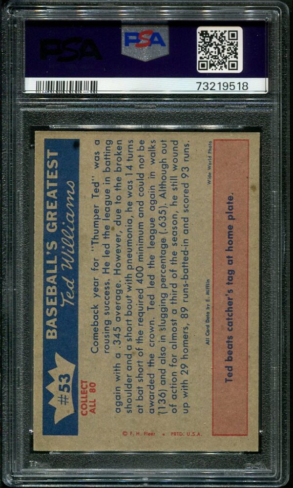 1959 Fleer Ted Williams #53 PSA 6 Baseball Card