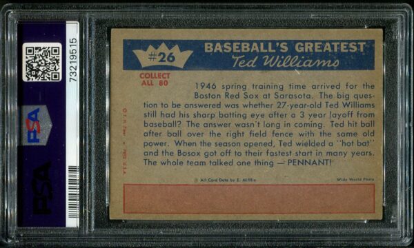 1959 Fleer Ted Williams #26 PSA 6.5 Baseball Card