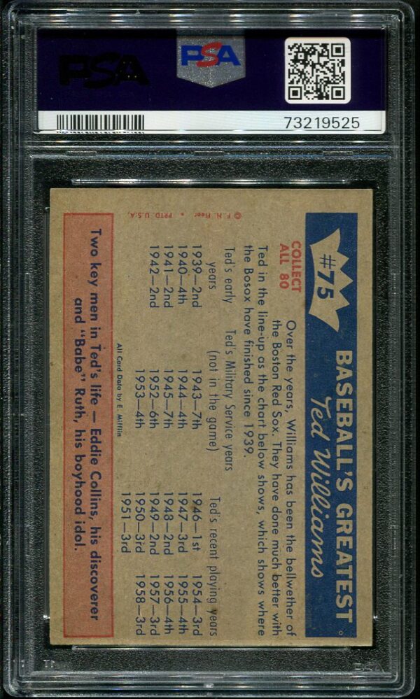 1959 Fleer Ted Williams #75 PSA 6 Baseball Card