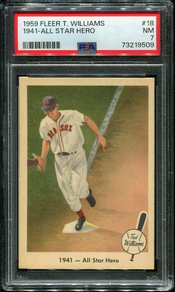 Authentic 1959 Fleer Ted Williams #18 PSA 7 Baseball Card