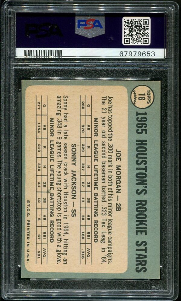 Authentic 1965 Topps #16 Joe Morgan/Sonny Jackson PSA 5 Rookie Baseball Card